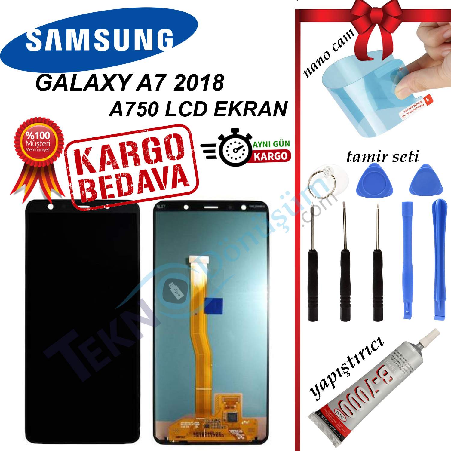Samsung Galaxy A7 2018 A750F LCD Ekran Dokunmatik Orijinal Revize